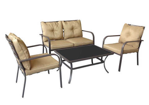 Laura Steel 2+1+1 Sofa - Brown