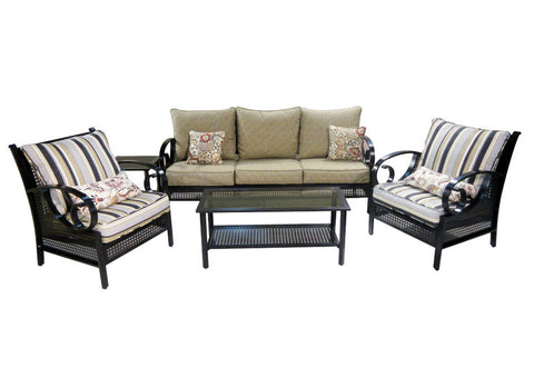 Sia Steel 3+1+1+1+1 Sofa Set - Light Brown