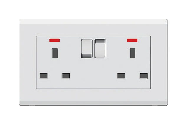 Milano 13A 2 Gang Socket With Neon