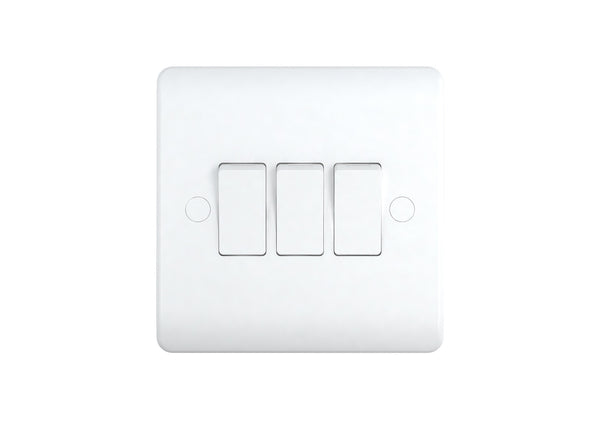 Milano 10A 3 Gang 1 Way Switch White