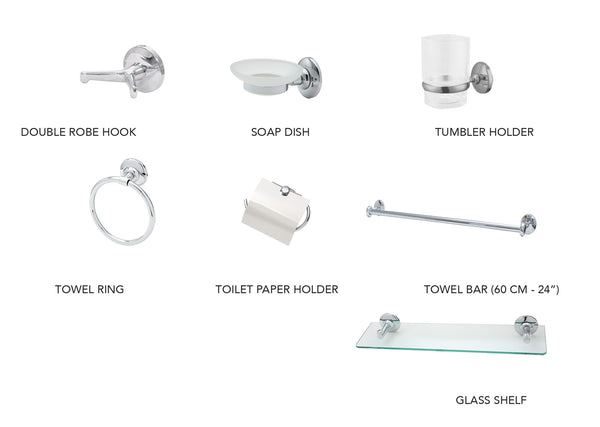 Milano Lilda Bathroom Accs 7 Pcs Set 3700 Cp