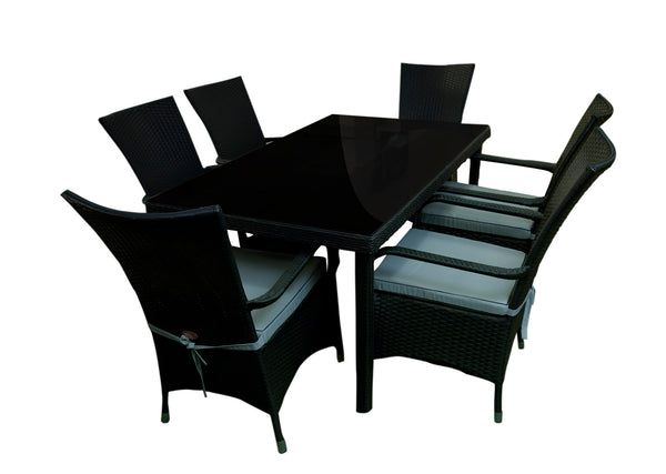 Furn Im Hub Steel Pre-Rattan Dinning Set 6+1