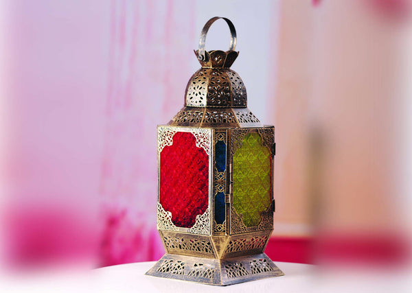 Garden Light Im Zh H12-1560 Black & Gold With Multicolor Glass