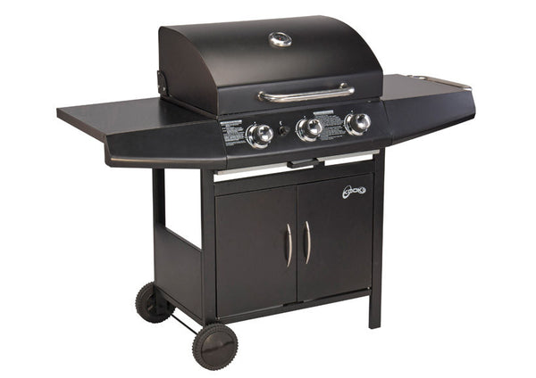 Katleen 3 Burner Gas BBQ with Wheels - Black