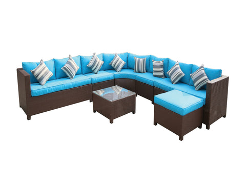 Furn Im Alf 6Pcs Rattan Weave Sofa Set With Table  Afr-002 Mix Brown