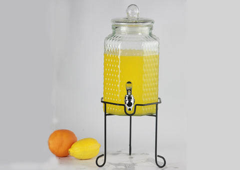 Glass Beverage Dispenser with Metal Stand