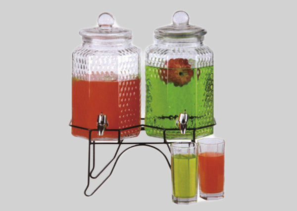Glass Beverage Dispenser with Metal Stand