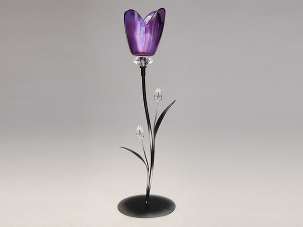 Purple Poppy Candle Holder D6776