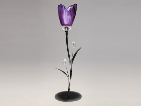 Purple Poppy Candle Holder D6776