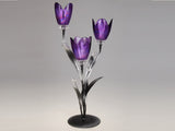 Purple Poppy Candle Holder D6778