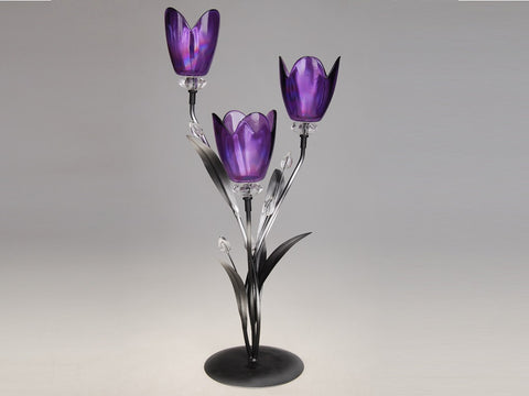 Purple Poppy Candle Holder D6778