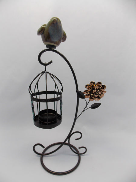 Sparrow with Cage Candle Holder WD11140