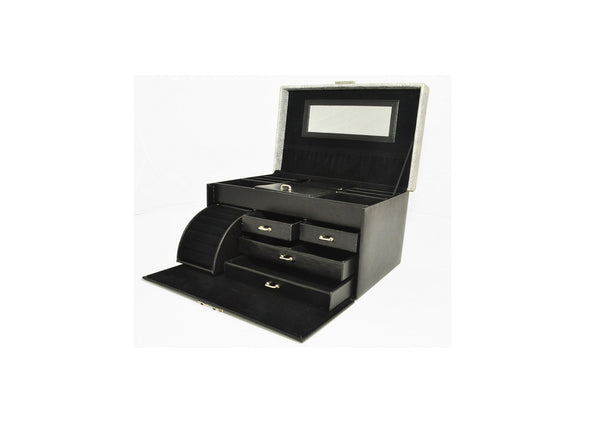 Small Black Leather Jewelry Box Flower