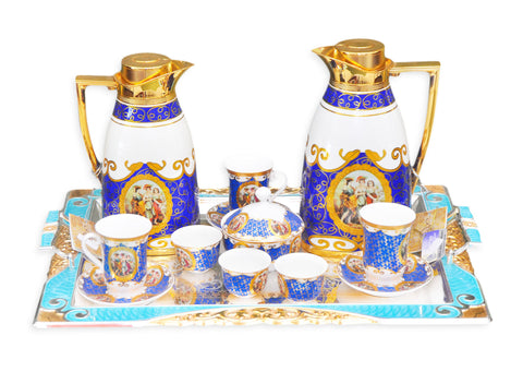 San Marco Tea Set Blue and  White/Gold