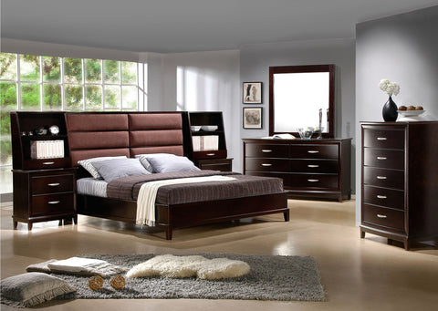 Modern Bedroom Bed With Nightstand And Dresser W/ Mirror Dff Bromelia + Modern 6 Door Wardrobe