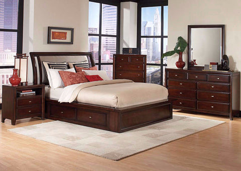 Modern Bedroom Bed With 2 Nightstand Fct-Stg 9035 Kd Merlot