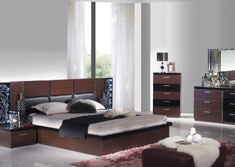 Modern Bedroom Bed With Night Stand And Dresser Set Dil-1035# Mahogany