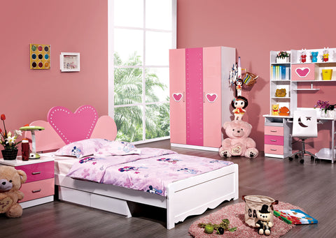 Modern Kids Bedroom Bed With 1 Night Stand Jxx-Qa-628 Hearts