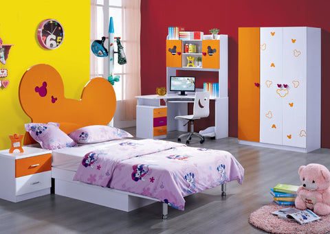 Orange/White Room Modern Kids Bedroom Bed