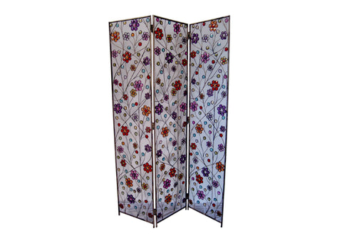 Floral Bead Screen - Purple/ Red