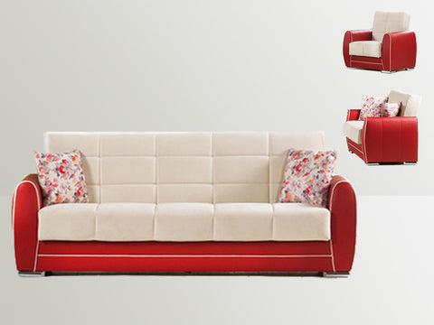 Modern Sofa Bed Set Ipk-Paris Red & Beige