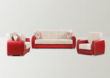 Modern Sofa Bed Set Ipk-Paris Red & Beige