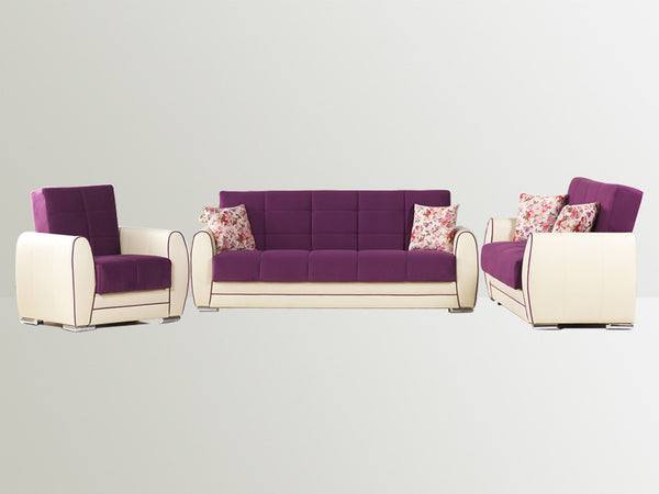 Modern Sofa Bed Set Ipk-Paris Purple & Beige