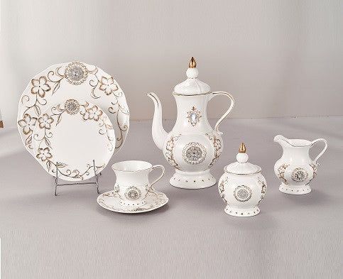 RUBY GOLD TEA SET W/ FLOWER 24 PCS